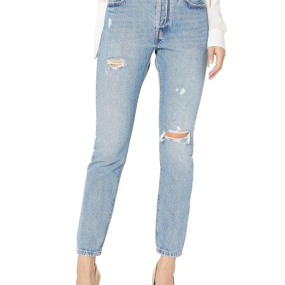 Levi's Premium 501 skinny lightly destroyed, like new. 27 28 inseam - Picture 1 of 13